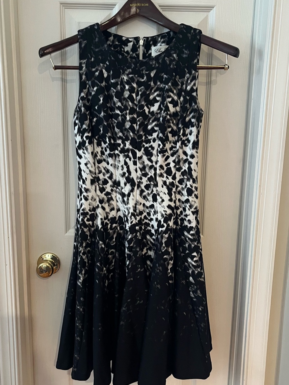Eliza J Black & White Sleeveless Fit-and-Flare Dress